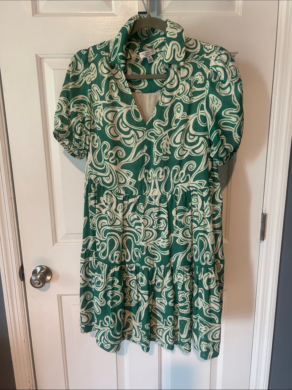 Current Air Green and Cream Short Sleeve Mini Dress